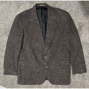 Vintage Haggar Wool Tweed Blazer 44R Brown Speckled Sport Coat Made in USA